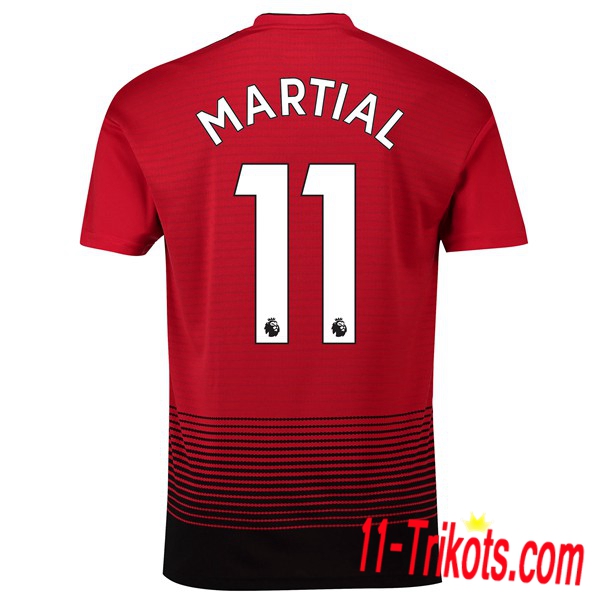 Spielername | Neues Manchester United Heimtrikot 11 MARTIAL Rot 2018-19 Kurzarm Herren