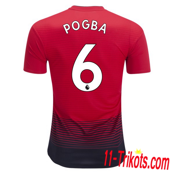 Spielername | Neues Manchester United Heimtrikot 6 POGBA Rot 2018-19 Kurzarm Herren