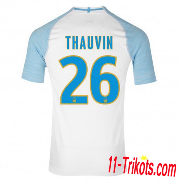 Spielername | Neues Olympique Marseille Heimtrikot THAUVIN 26 Weiss 2018-19 Kurzarm Herren