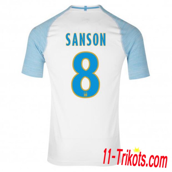 Spielername | Neues Olympique Marseille Heimtrikot SANSON 8 Weiss 2018-19 Kurzarm Herren