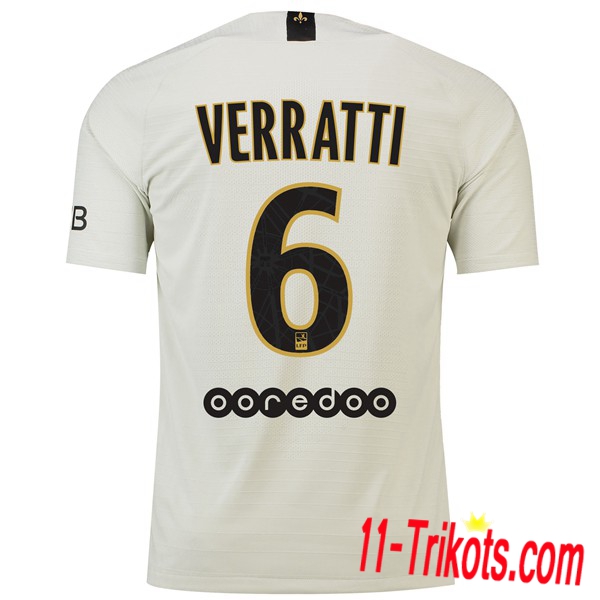 Spielername | Neues Paris St Germain Auswärtstrikot VERRATTI 6 Beige 2018-19 Kurzarm Herren