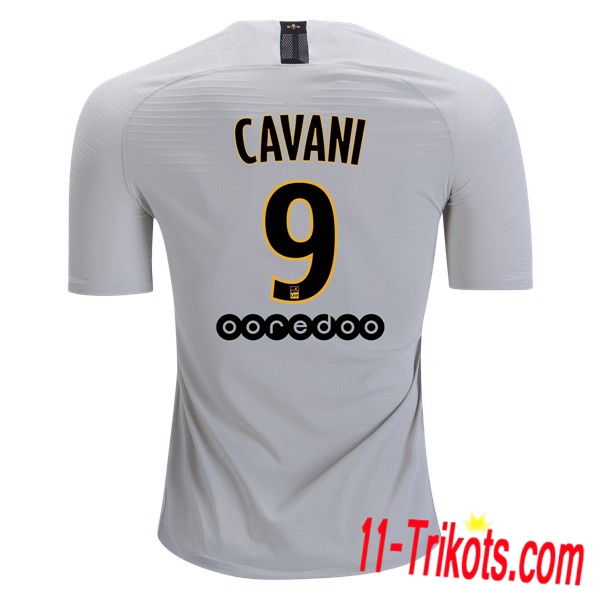 Spielername | Neues Paris St Germain Auswärtstrikot CAVANI 9 Beige 2018-19 Kurzarm Herren