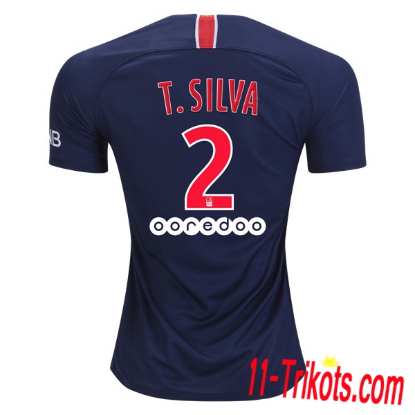 Spielername | Neues Paris St Germain Heimtrikot T SILVA 2 Königsblau-Rot 2018-19 Kurzarm Herren