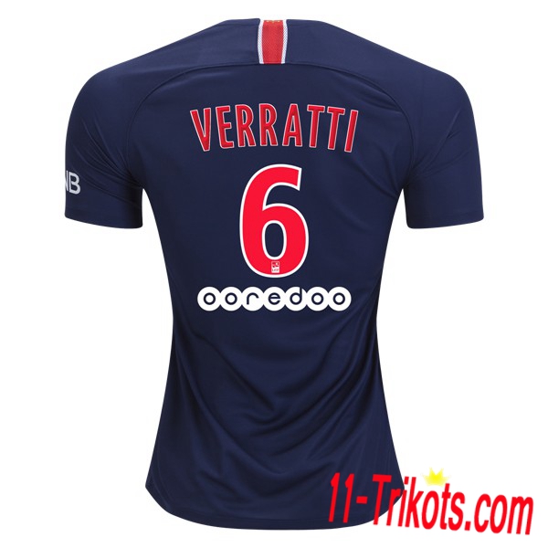 Spielername | Neues Paris St Germain Heimtrikot VERRATTI 6 Königsblau-Rot 2018-19 Kurzarm Herren