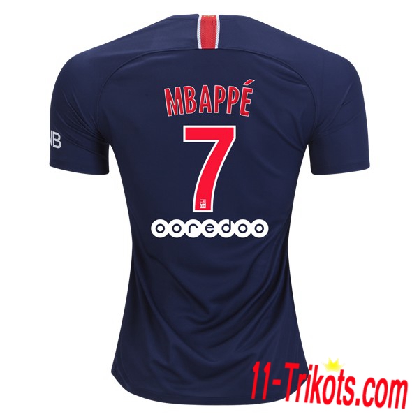 Spielername | Neues Paris St Germain Heimtrikot MBAPPE 7 Königsblau-Rot 2018-19 Kurzarm Herren