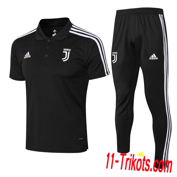 Neuestes Fussball Juventus Poloshirt + Hose Schwarz 2018/2019 | 11-trikots