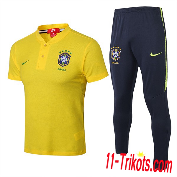 Neuestes Fussball Brasilien Poloshirt + Hose Gelb 2018/2019 | 11-trikots