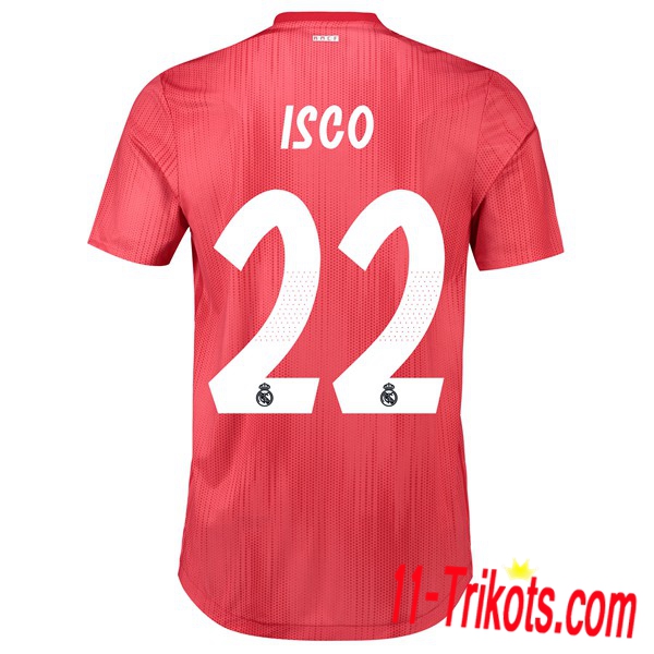 Spielername | Neues Real Madrid Third Trikot 22 ISCO Rot 2018-19 Kurzarm Herren