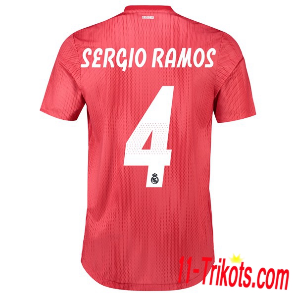 Spielername | Neues Real Madrid Third Trikot SERGIO RAMOS 4 Rot 2018-19 Kurzarm Herren