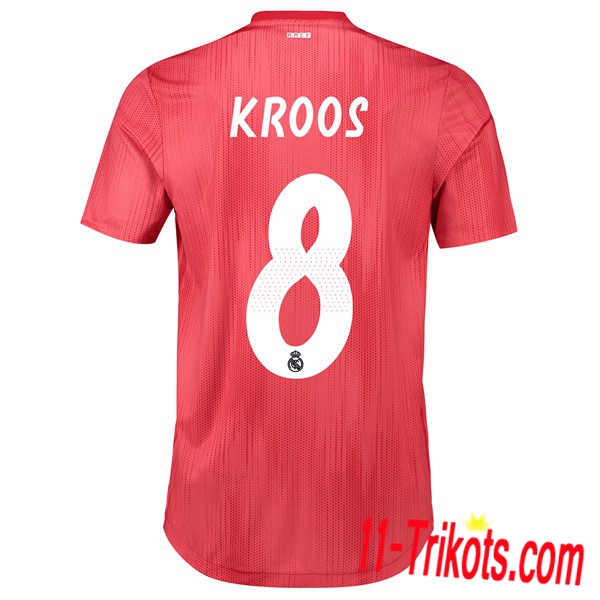 Spielername | Neues Real Madrid Third Trikot 8 KROOS Rot 2018-19 Kurzarm Herren