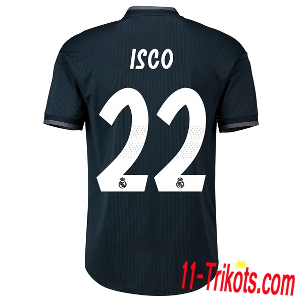 Spielername | Neues Real Madrid Auswärtstrikot 22 ISCO Schwarz 2018-19 Kurzarm Herren