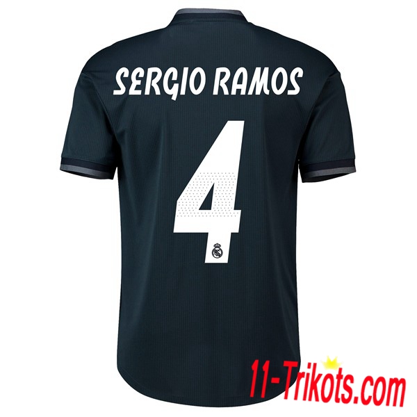 Spielername | Neues Real Madrid Auswärtstrikot SERGIO RAMOS 4 Schwarz 2018-19 Kurzarm Herren