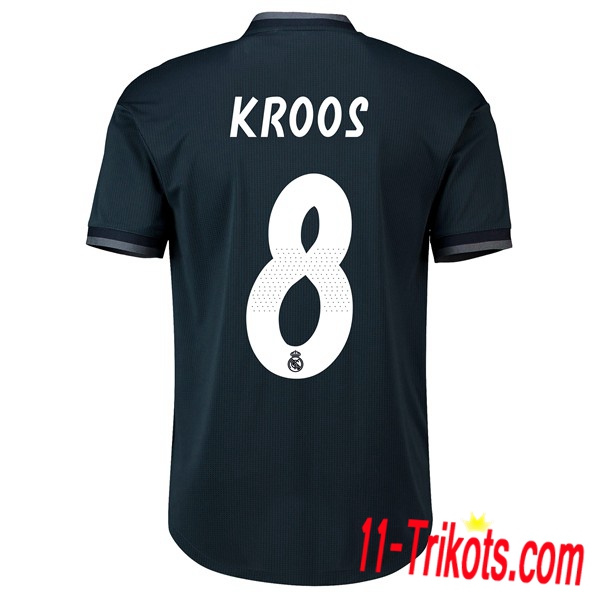 Spielername | Neues Real Madrid Auswärtstrikot 8 KROOS Schwarz 2018-19 Kurzarm Herren