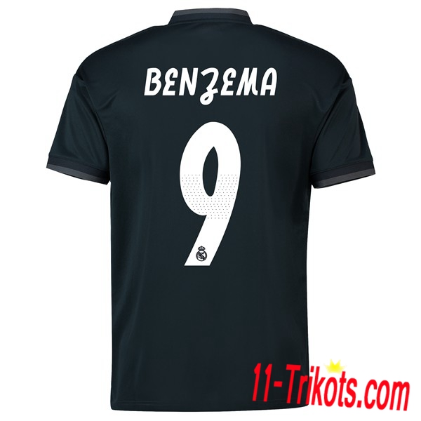 Spielername | Neues Real Madrid Auswärtstrikot 9 BENZEMA Schwarz 2018-19 Kurzarm Herren