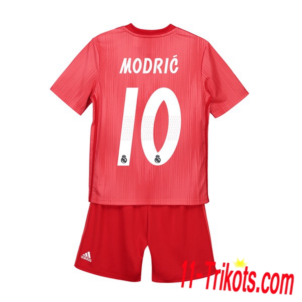 Beflockung FC Real Madrid 10 MODRIC Kurzarm Trikotsatz Kinder Third Rot 2018 2019 Neuer