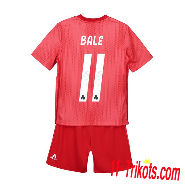 Beflockung FC Real Madrid 11 BALE Kurzarm Trikotsatz Kinder Third Rot 2018 2019 Neuer