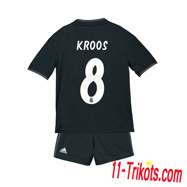 Beflockung FC Real Madrid 8 KROOS Kurzarm Trikotsatz Kinder Auswärts Schwarz 2018 2019 Neuer