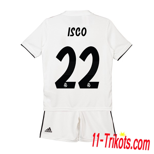 Beflockung FC Real Madrid 22 ISCO Kurzarm Trikotsatz Kinder Heim Weiss 2018 2019 Neuer