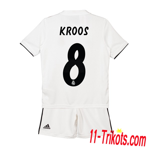 Beflockung FC Real Madrid 8 KROOS Kurzarm Trikotsatz Kinder Heim Weiss 2018 2019 Neuer