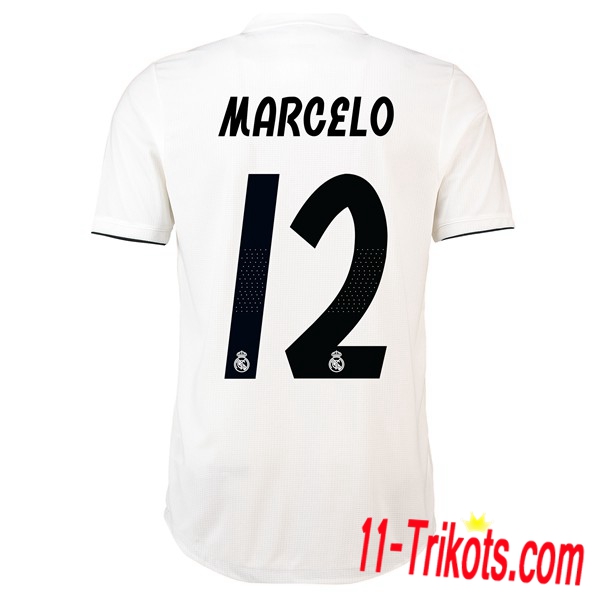 Spielername | Neues Real Madrid Heimtrikot 12 MARCELO Weiss 2018-19 Kurzarm Herren