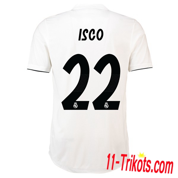 Spielername | Neues Real Madrid Heimtrikot 22 ISCO Weiss 2018-19 Kurzarm Herren