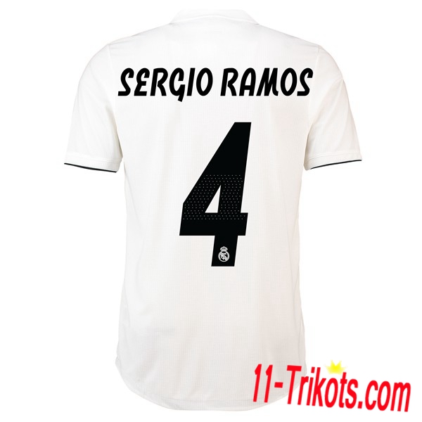 Spielername | Neues Real Madrid Heimtrikot SERGIO RAMOS 4 Weiss 2018-19 Kurzarm Herren
