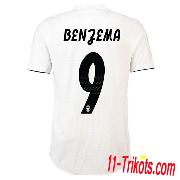 Spielername | Neues Real Madrid Heimtrikot 9 BENZEMA Weiss 2018-19 Kurzarm Herren