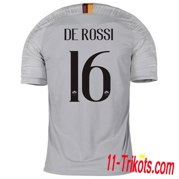 Spielername | Neues AS Roma Auswärtstrikot DE ROSSI 16 Weiss 2018-19 Kurzarm Herren