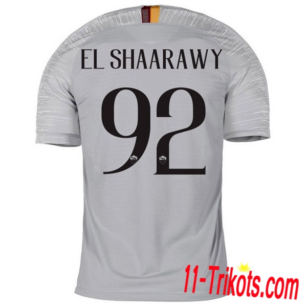 Spielername | Neues AS Roma Auswärtstrikot EL SHAARAWY 92 Weiss 2018-19 Kurzarm Herren