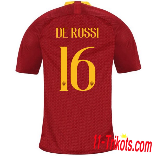 Spielername | Neues AS Roma Heimtrikot DE ROSSI 16 Rot 2018-19 Kurzarm Herren