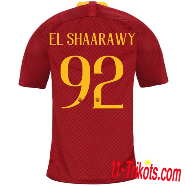 Spielername | Neues AS Roma Heimtrikot EL SHAARAWY 92 Rot 2018-19 Kurzarm Herren