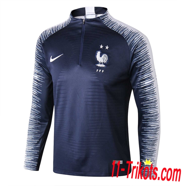 Sudadera de entrenamiento Francia 2 estrellas Azul oscuro/Blancoo 2018/2019