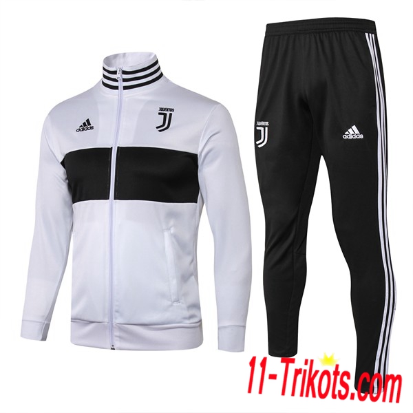 Neuestes Fussball Juventus Trainingsanzug (Jacken) Weiß/Schwarz 2018/2019 | 11-trikots