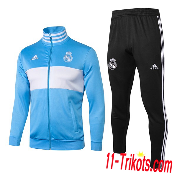 Neuestes Fussball Real Madrid Trainingsanzug (Jacken) Blau/Weiß 2018/2019 | 11-trikots
