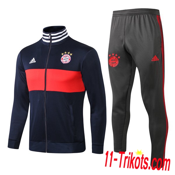 Neuestes Fussball Bayern München Trainingsanzug (Jacken) Blau/Rot 2018/2019 | 11-trikots