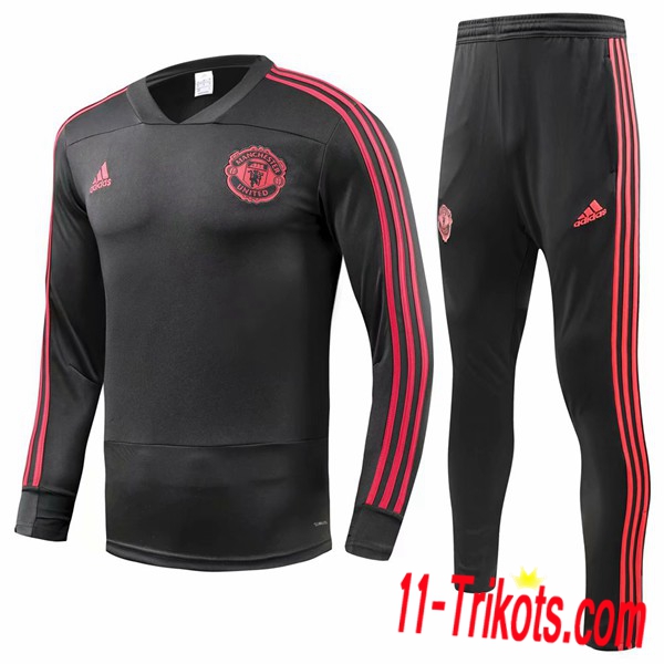 Neuestes Fussball Manchester United Trainingsanzug Schwarz 2018/2019 | 11-trikots