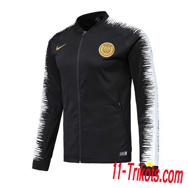 Neuestes Fussball PSG Trainingsjacke Schwarz/Weiß 2018/2019 | 11-trikots