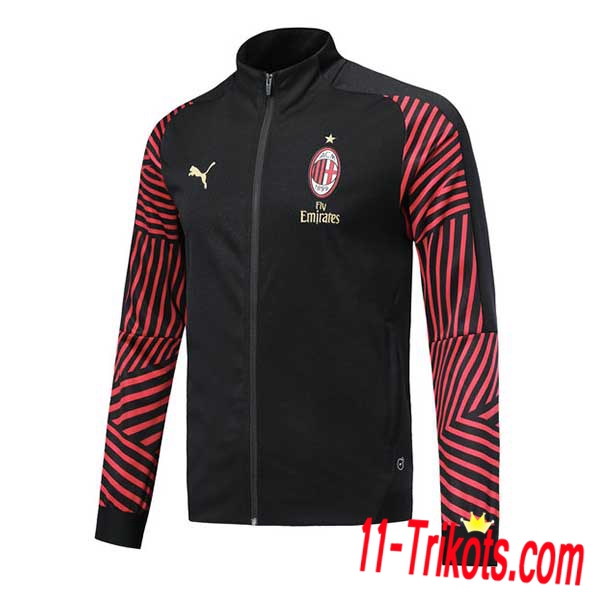 Neuestes Fussball AC Milan Trainingsjacke Schwarz/Rot 2018/2019 | 11-trikots