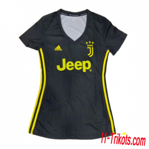 11-trikots | Juventus Third Trikot Damens Schwarz Kurzarm Neue Saison 2018 19