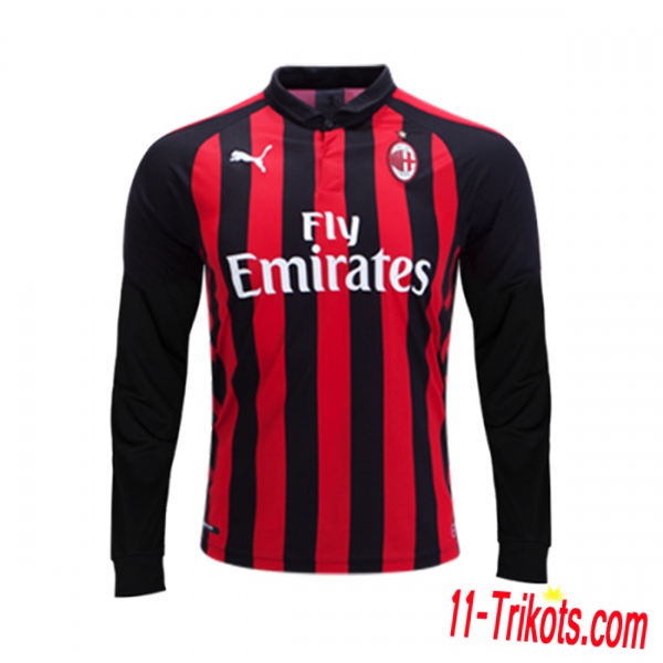 Neues AC Milan Heimtrikot Rot-Schwarz 2018-19 Langarm Herren Erstellen