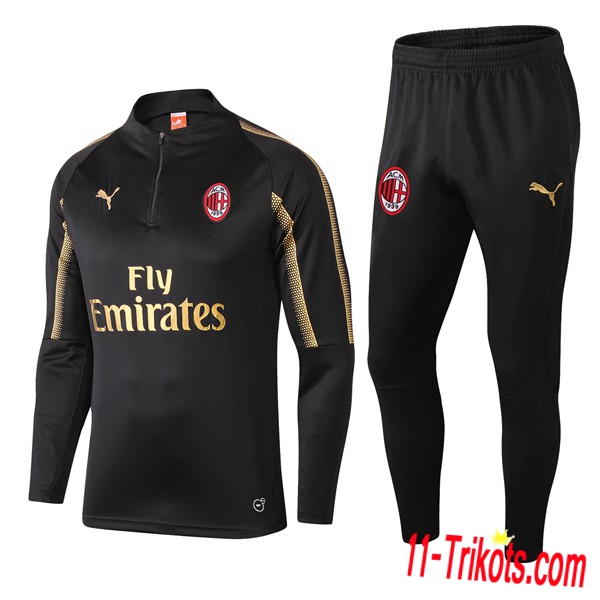 Neuestes Fussball AC Milan Schwarz Trainingsanzug 2018 2019 | 11-trikots