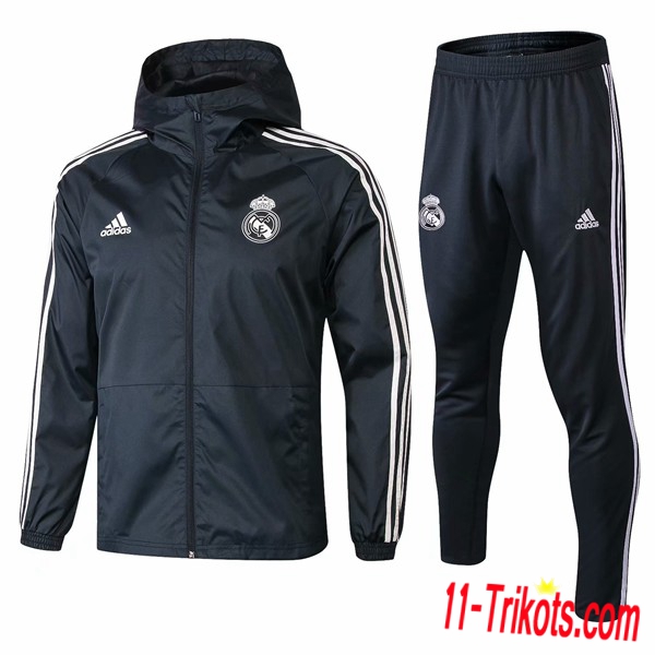 Neuestes Fussball Real Madrid Dunkelgrau Windjacke Anzüge 2018 2019 | 11-trikots