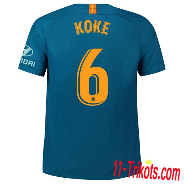 Spielername | Neues Atletico Madrid Third Trikot 6 KOKE Grün 2018-19 Kurzarm Herren