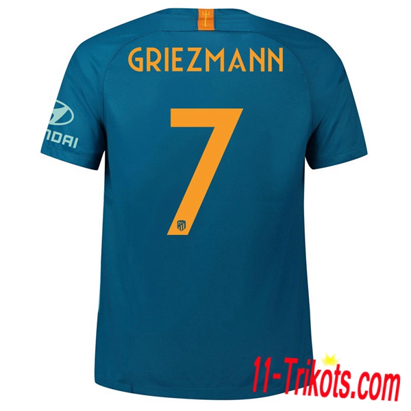 Spielername | Neues Atletico Madrid Third Trikot 7 GRIEZMANN Grün 2018-19 Kurzarm Herren