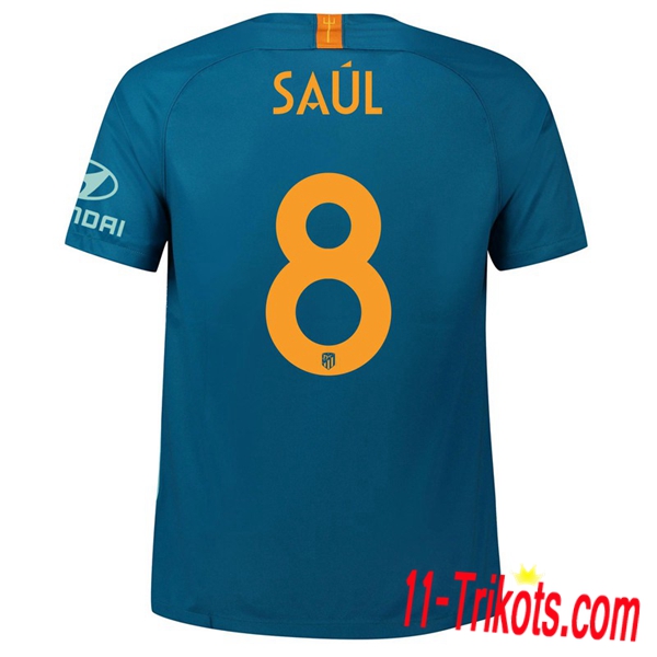 Spielername | Neues Atletico Madrid Third Trikot 8 SAUL Grün 2018-19 Kurzarm Herren