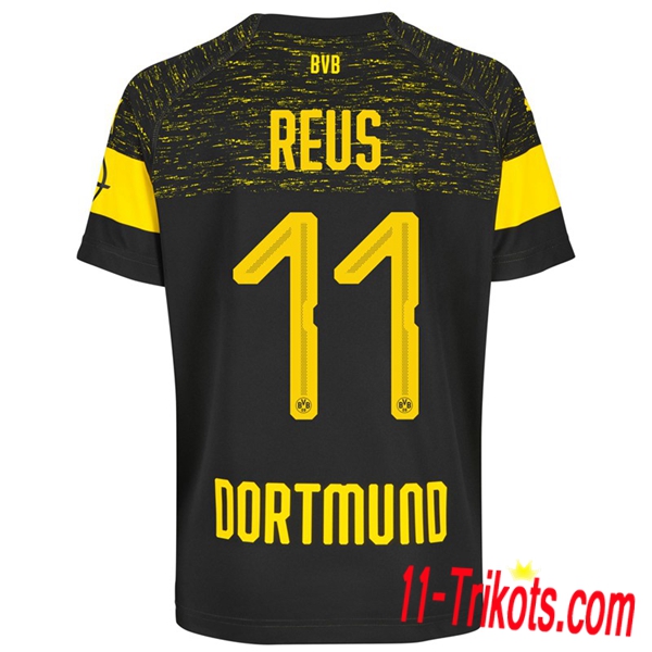 Spielername | Neues Dortmund BVB Auswärtstrikot REUS 11 Schwarz 2018-19 Kurzarm Herren