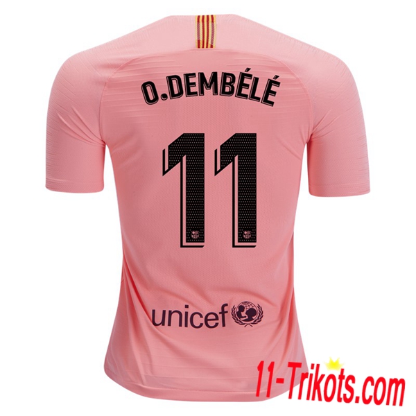 Spielername | Neues FC Barcelona Third Trikot 11 O.DEMBELE Orange 2018-19 Kurzarm Herren