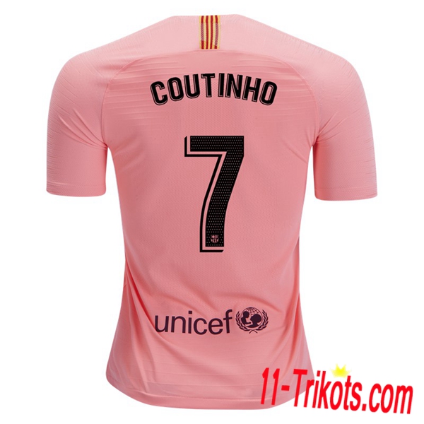 Spielername | Neues FC Barcelona Third Trikot 7 Coutinho Orange 2018-19 Kurzarm Herren