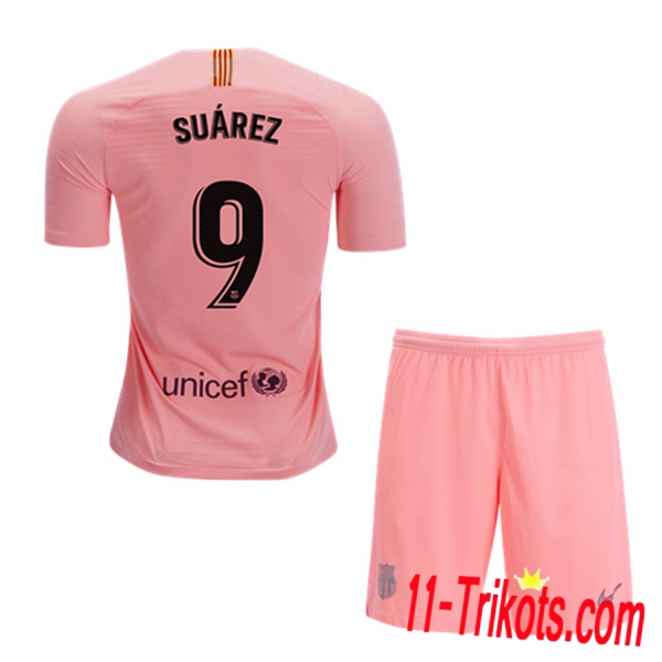 Spielername | Neues FC Barcelona Kinder Third Trikot 9 SUAREZ Orange 2018-19 Kurzarm