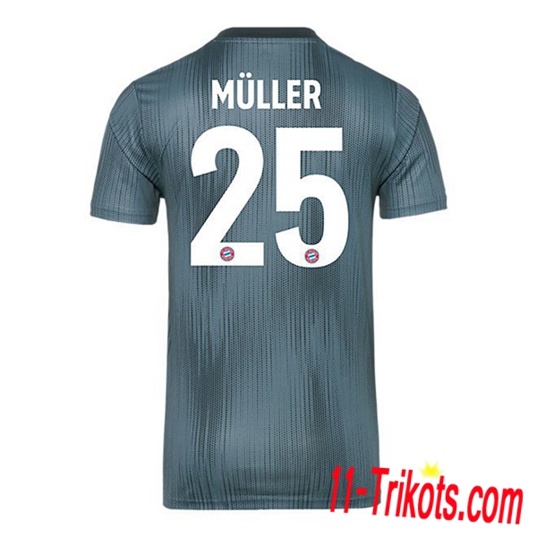 Spielername | Neues Bayern München Third Trikot 25 MULLER Grün 2018-19 Kurzarm Herren